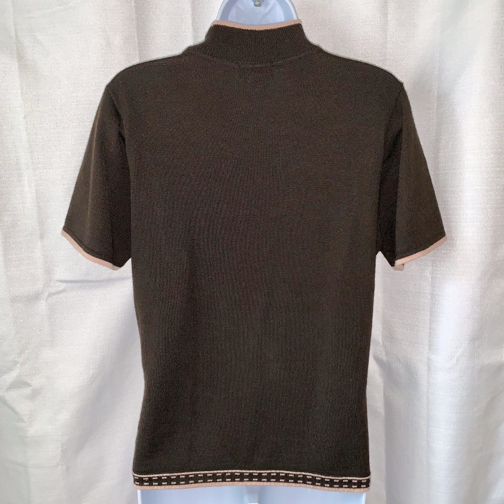 EUC- TAHARI ASL Pink Trim Mock Neck Sweater!! - Picture 3 of 6